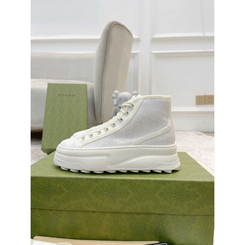 G*u*i gg printed thick-soled high top sneakers white