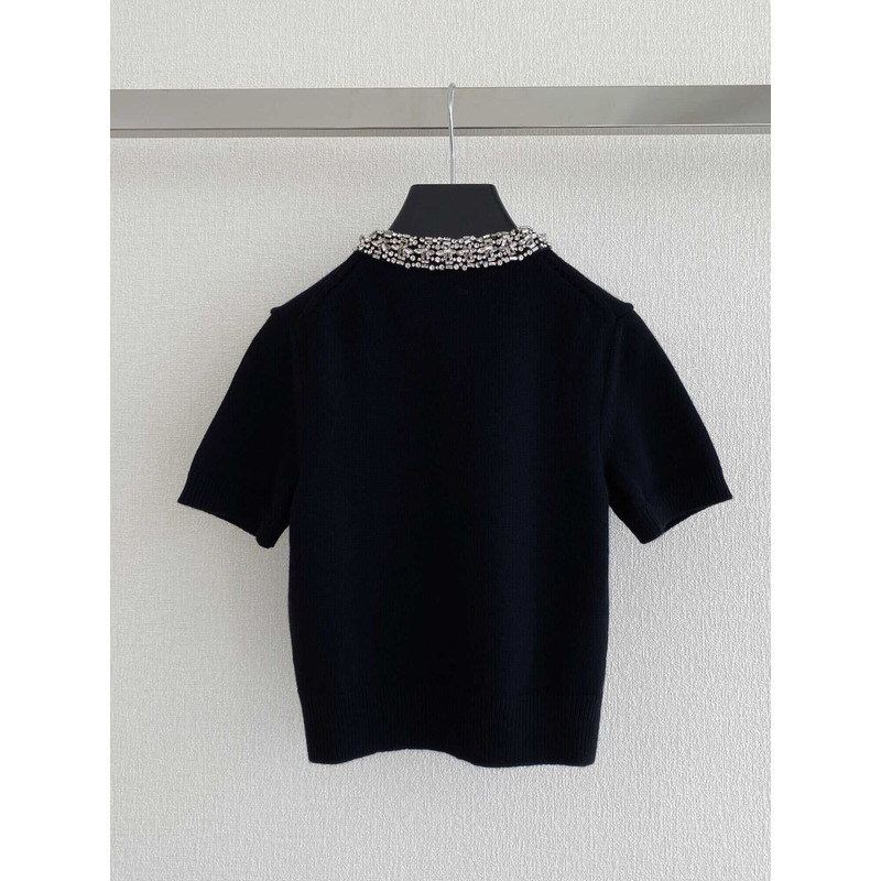 Ce**e embroidered cropped cardigan cashmere black