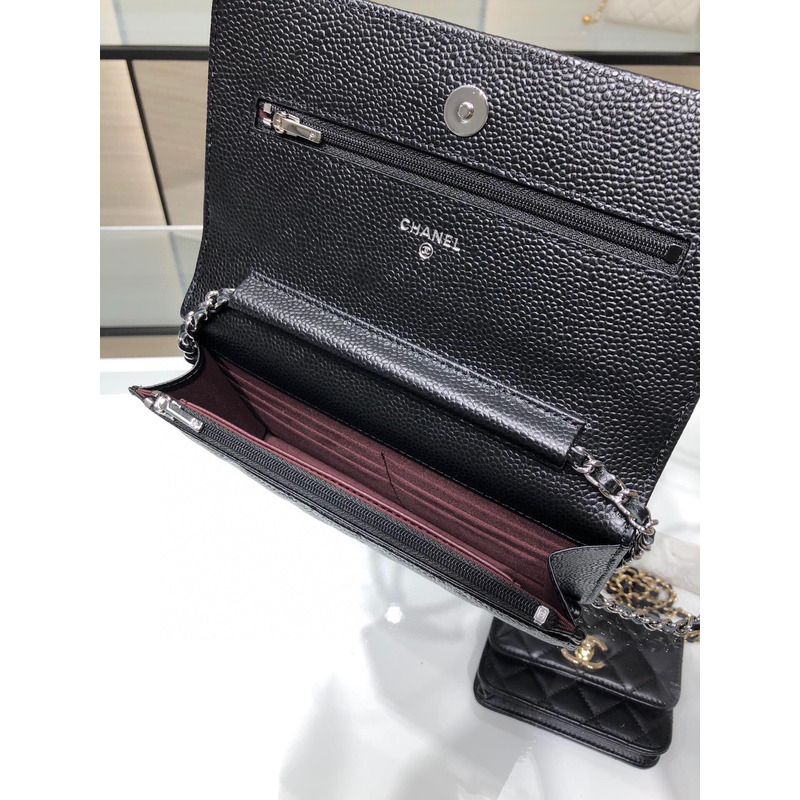 Ch*el classic wallet on chain black bag