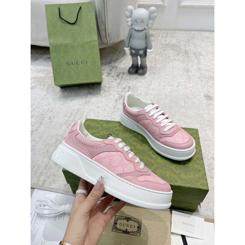 g*u*i damensneaker mit gg pink und grauer gg S*p*e-canvas