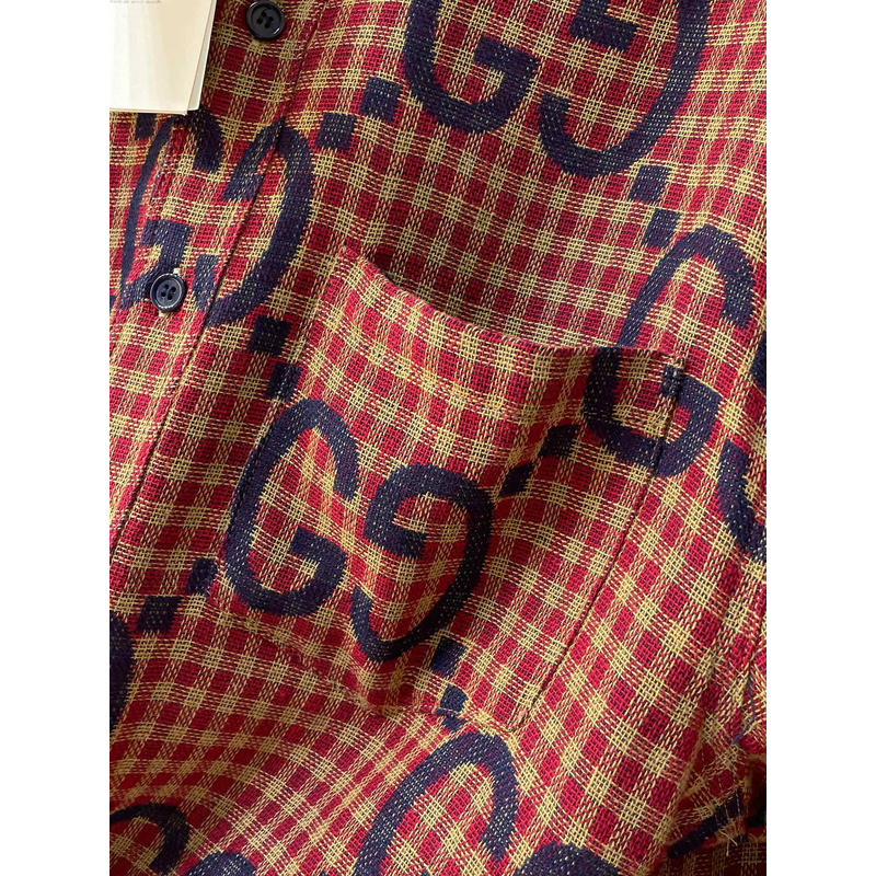 G*u*i jumbo gg canvas shirt dark red