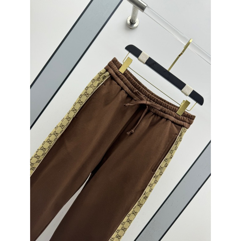 G*u*i gg stripe velour jogger pants in brown
