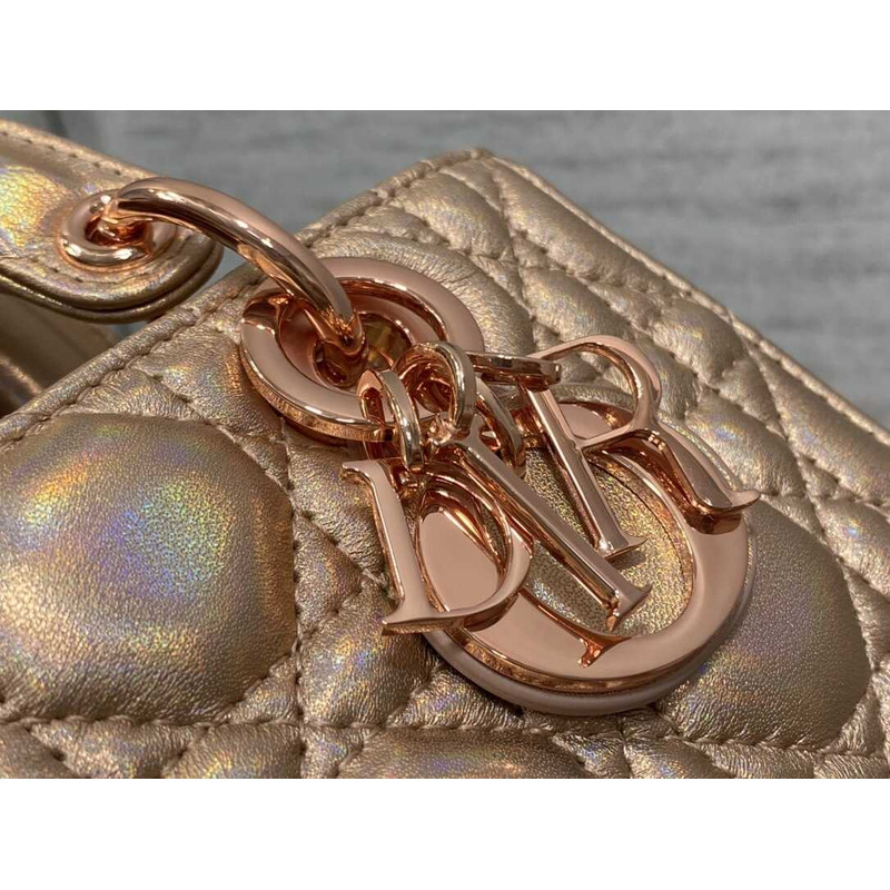 d*or lady d-joy S*per mini bag sheepskin champagne pink