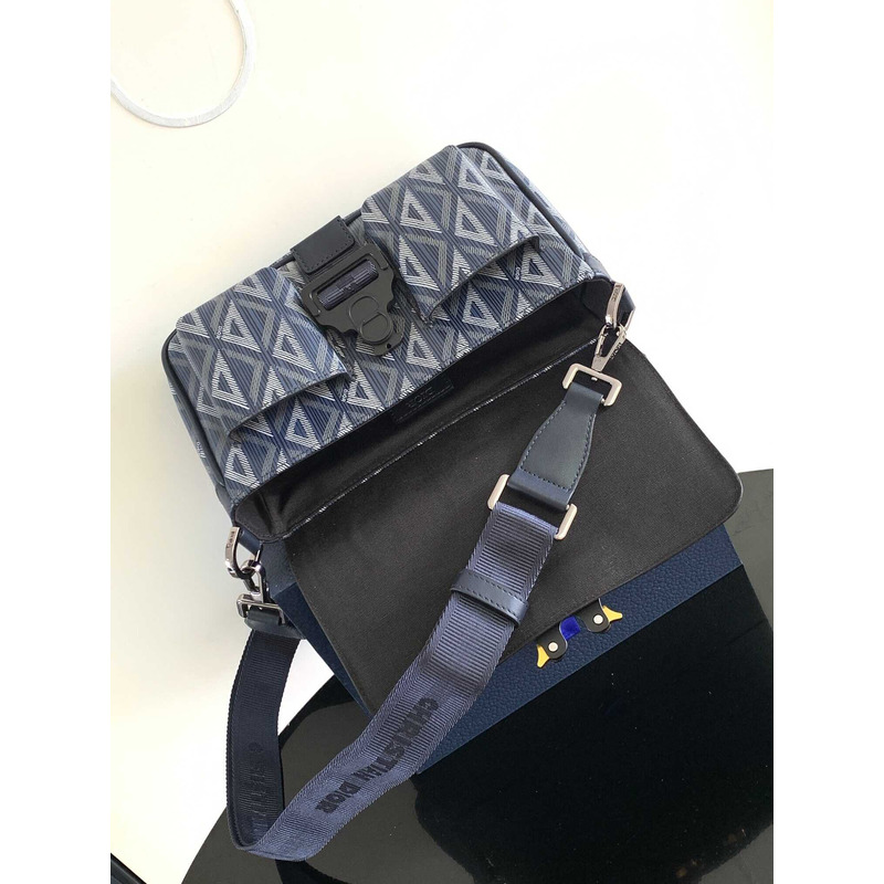 d*or hit the road bag with strap navy blue cd Di*m*nd canvas