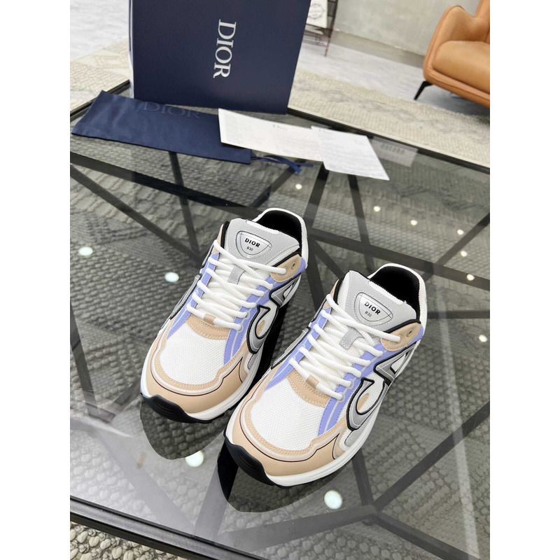 D*or b30 sneakers cream mesh and beige blue and gray technical fabric