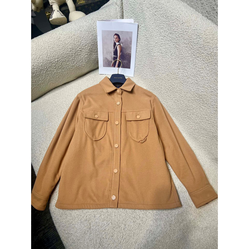 l**is v*t*n double-F**e wool blend overshirt brown