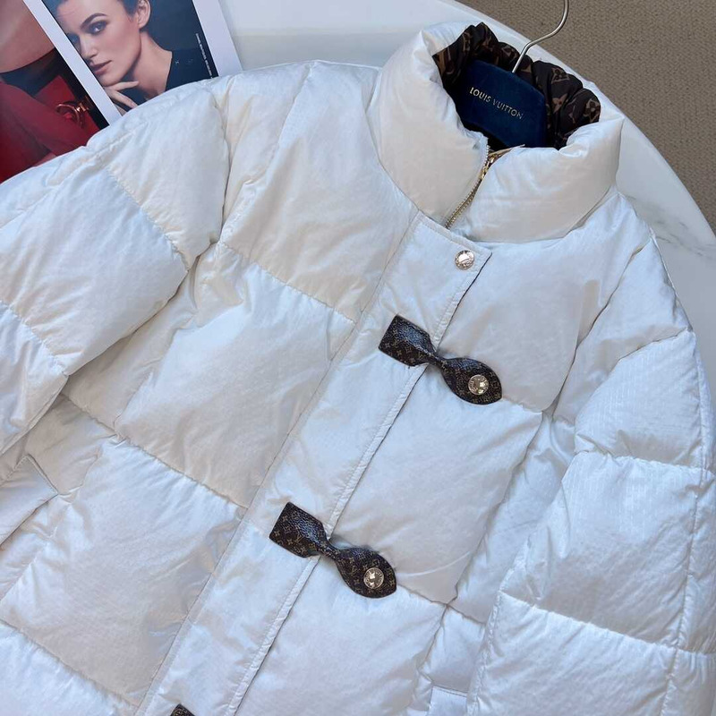l**is V*t*n monogram accent pillow puffer jacket white