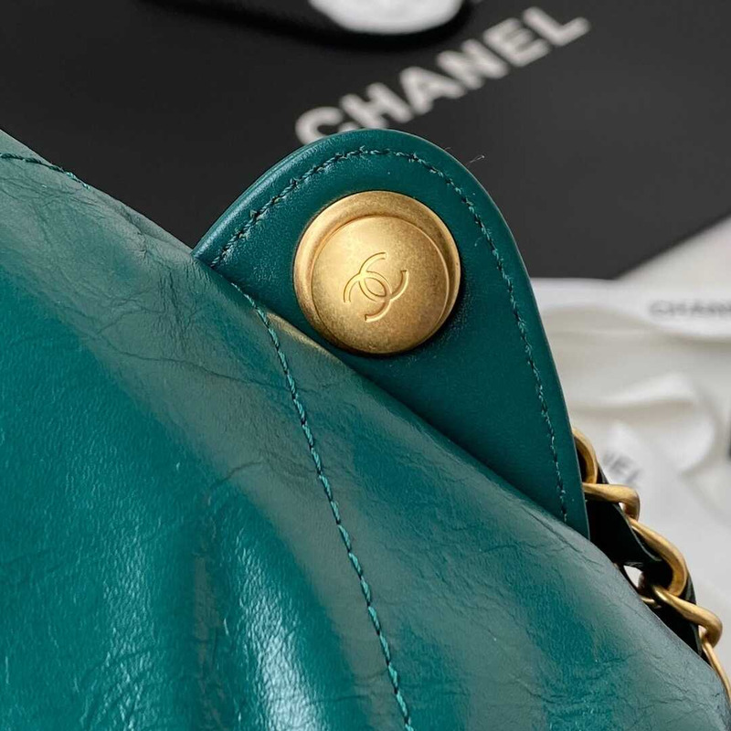 Ch*el large back pack calfskin Ch*el 22 green