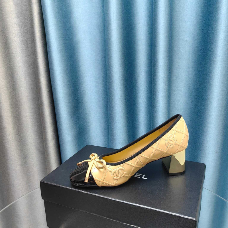 Ch*el ballet pumps calfskin beige