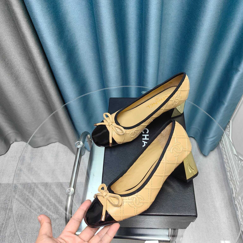 Ch*el ballet pumps calfskin beige