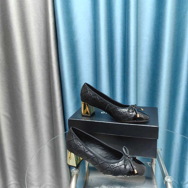 Ch*el ballet pumps calfskin black
