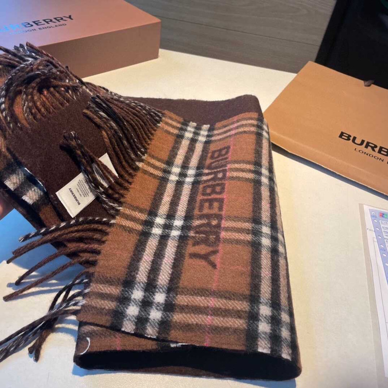 B**rry  reversible check cashmere scarf brown