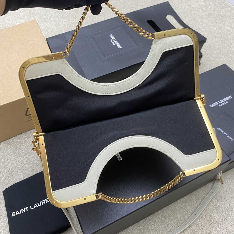 Saint Laurent 87 In Quilted Lambskin White
