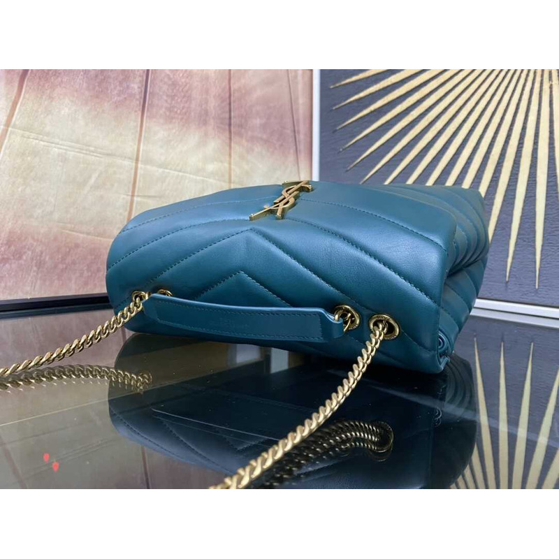 Saint Laurent Loulou Small In Quilted Leather Envelope Peacock Blue