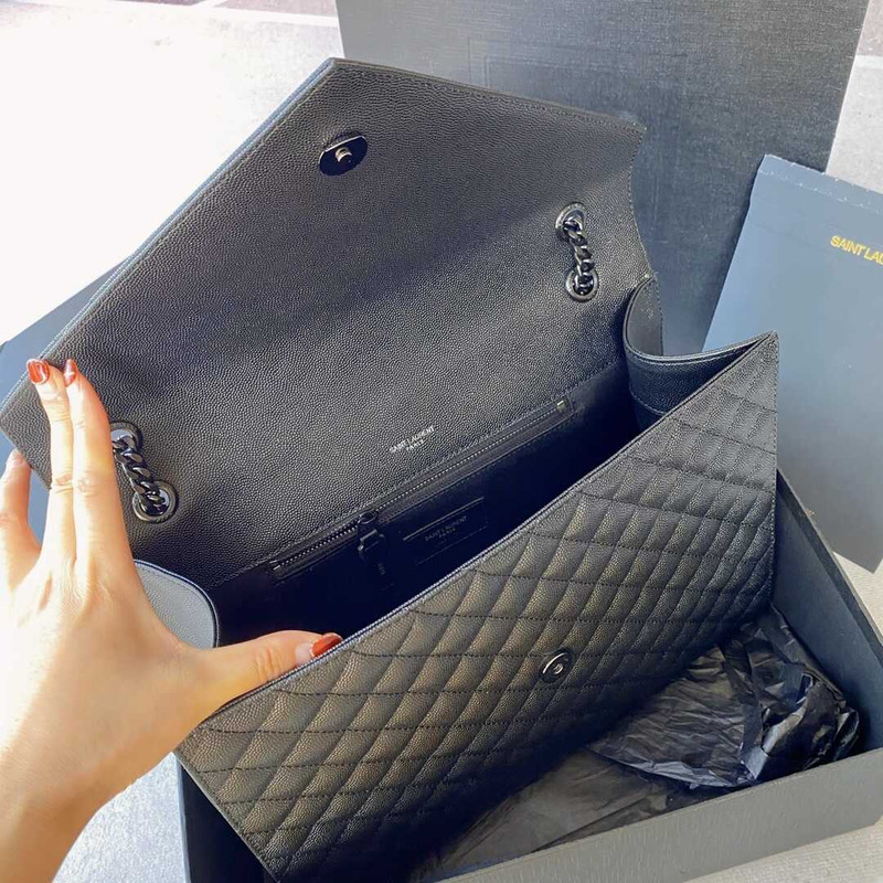 Saint Laurent  Envelope Large Bag IN Grained Quiled Leather Black