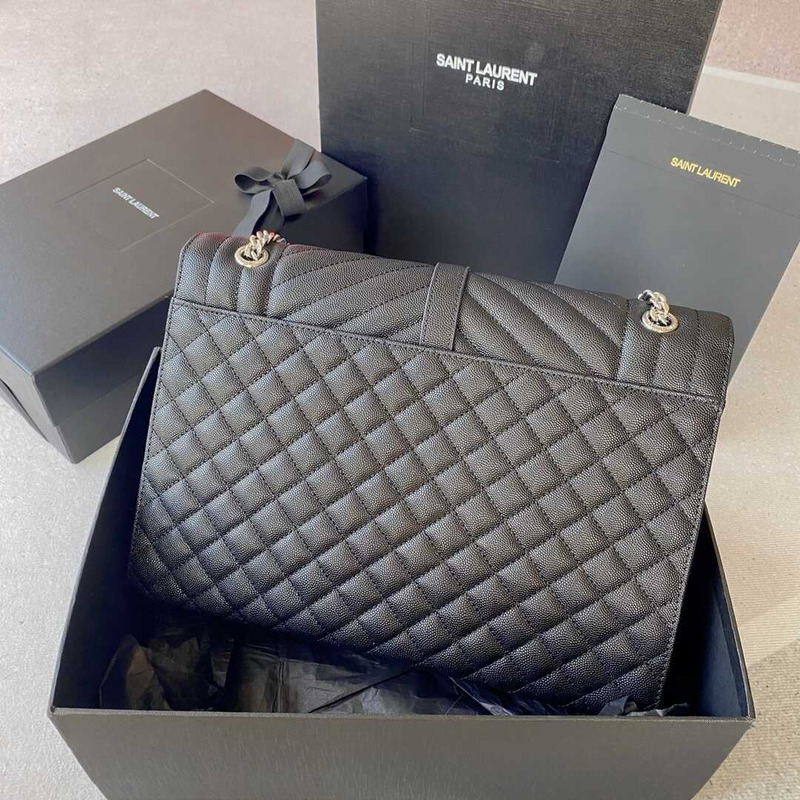 Saint Laurent  Envelope Large Bag IN Grained Quiled Leather Black