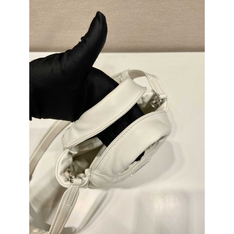 Pra*a soft small padded nappa leather bag white