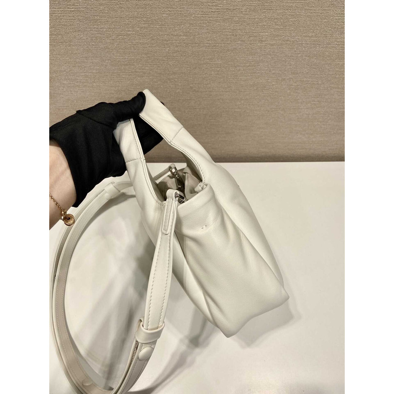 Pra*a soft small padded nappa leather bag white