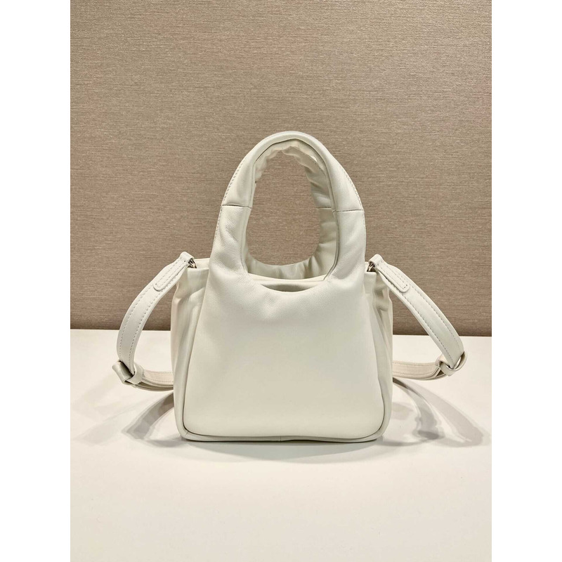 Pra*a soft small padded nappa leather bag white