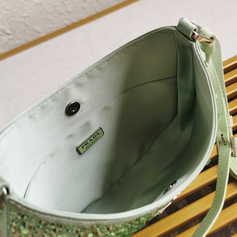 Pra*a cleo satin bag with crystals green