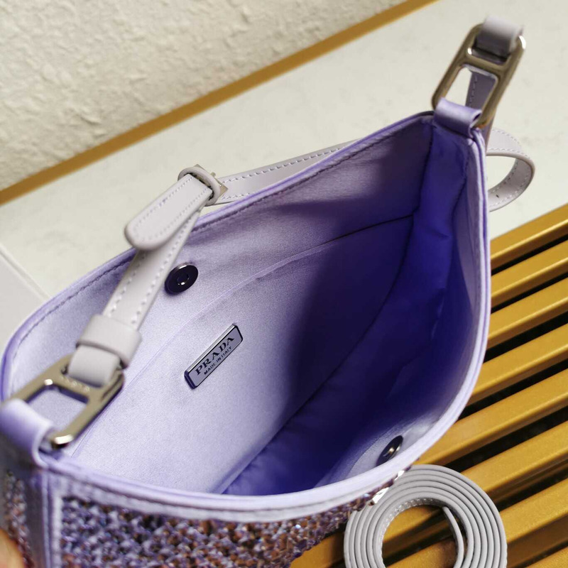 Pra*a cleo satin bag with crystals purple
