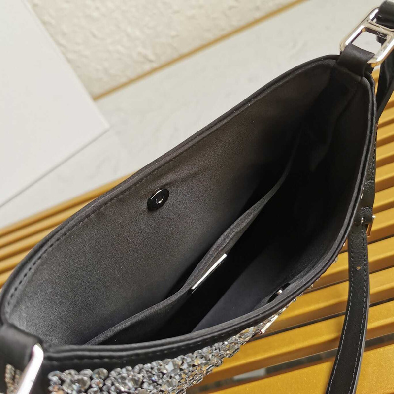 Pra*a cleo satin bag with crystals grey
