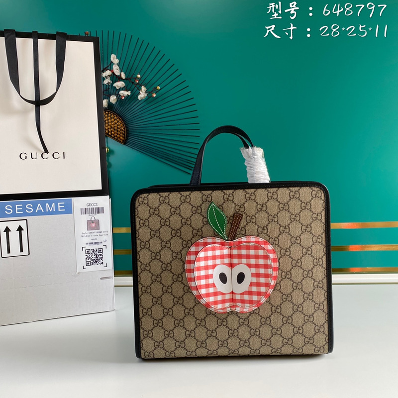 g*u*i gg S*p*e canvas apple kids tote bag brown