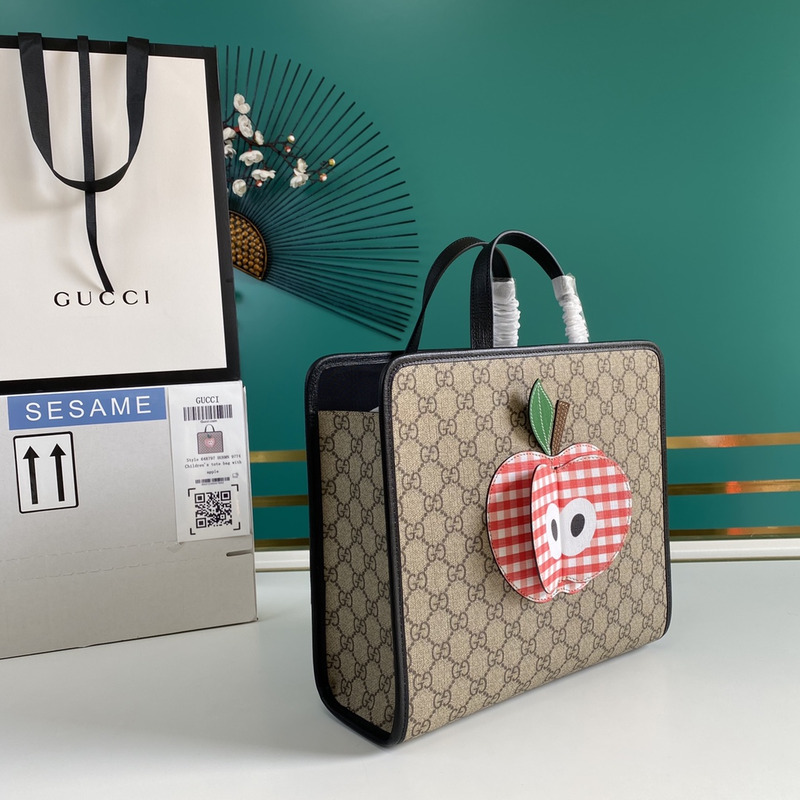 g*u*i gg S*p*e canvas apple kids tote bag brown