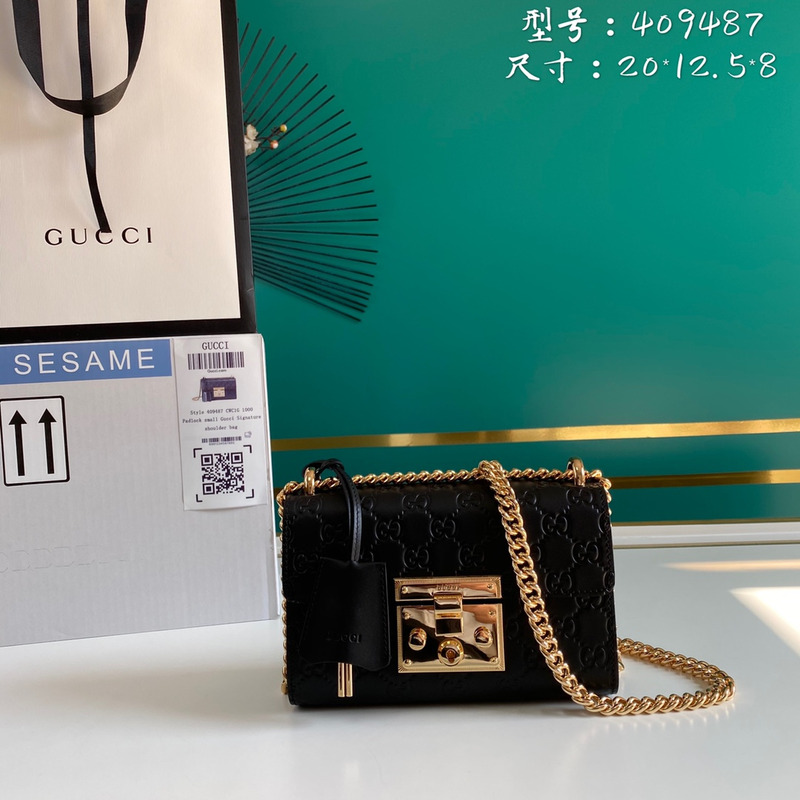 G*u*i padlock small gg shoulder bag black
