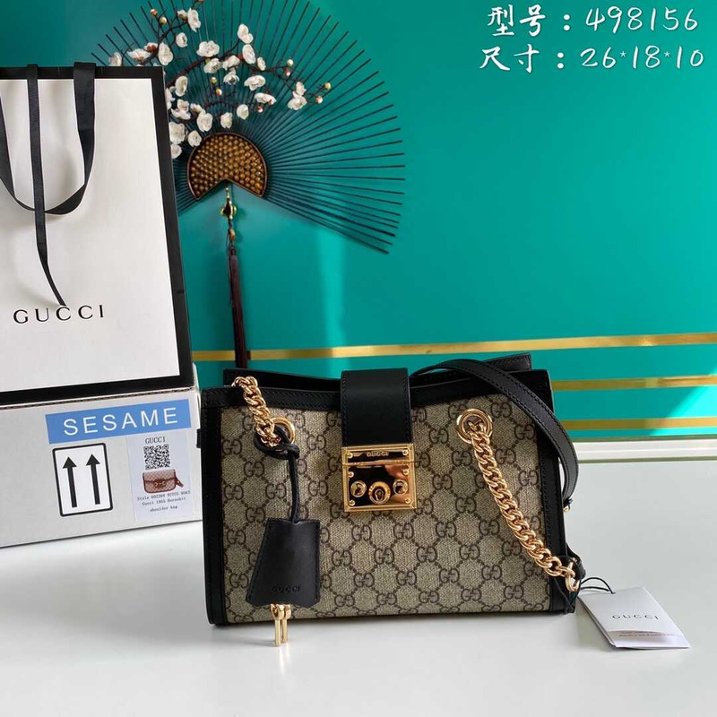 G*u*i padlock gg small shoulder bag beige/black