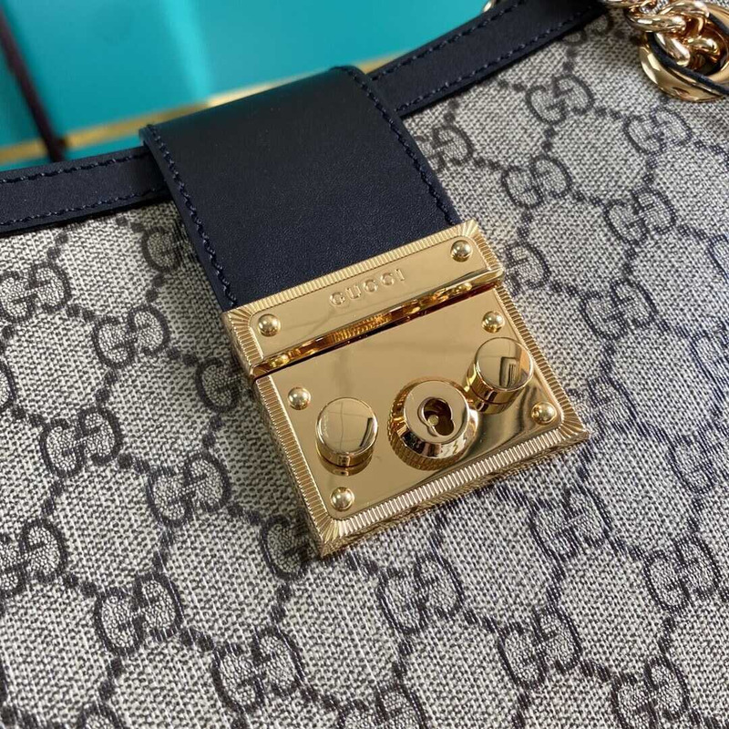 G*u*i padlock medium gg shoulder bag beige/black