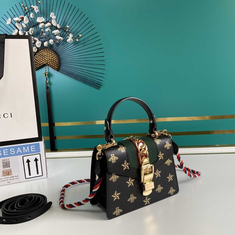 G*u*i sylvie bee star small shoulder bag black