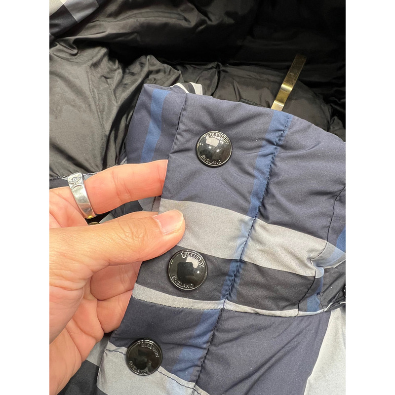 B**rry plaid down jacket white/dark charcoal blue