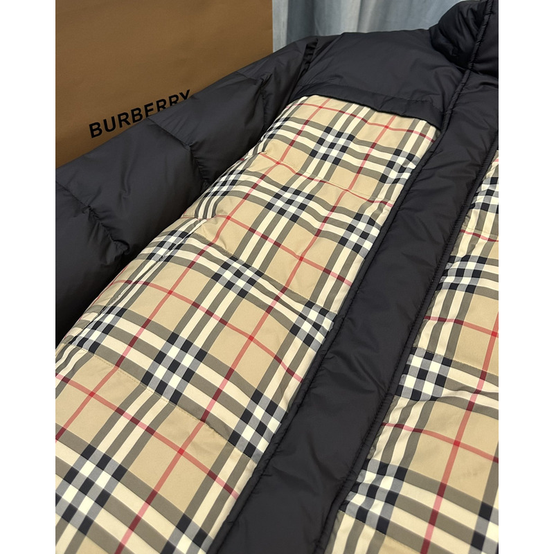 B**rry reversible plaid down jacket archive beige