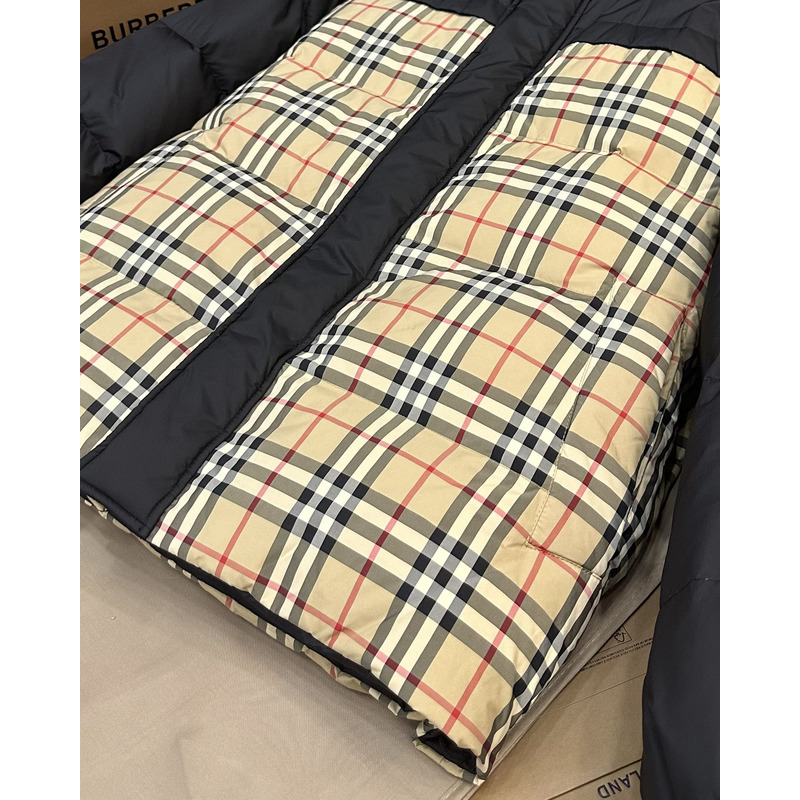 B**rry reversible plaid down jacket archive beige