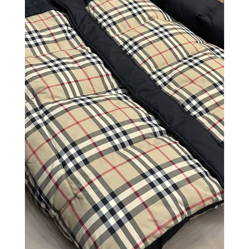 B**rry reversible plaid down jacket archive beige