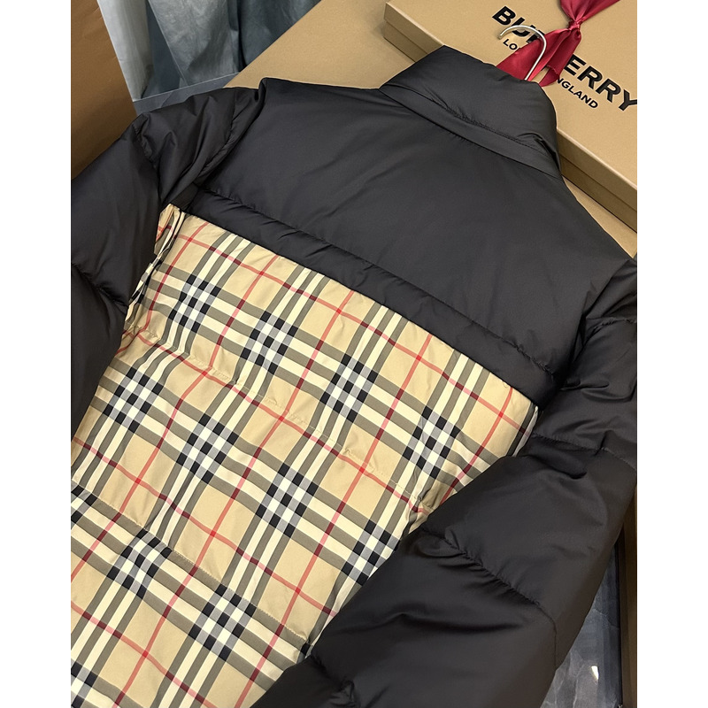 B**rry reversible plaid down jacket archive beige