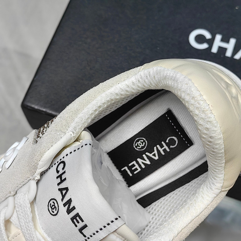 Ch*el cc 23c new silver grey crystals cc logo suede sneakers