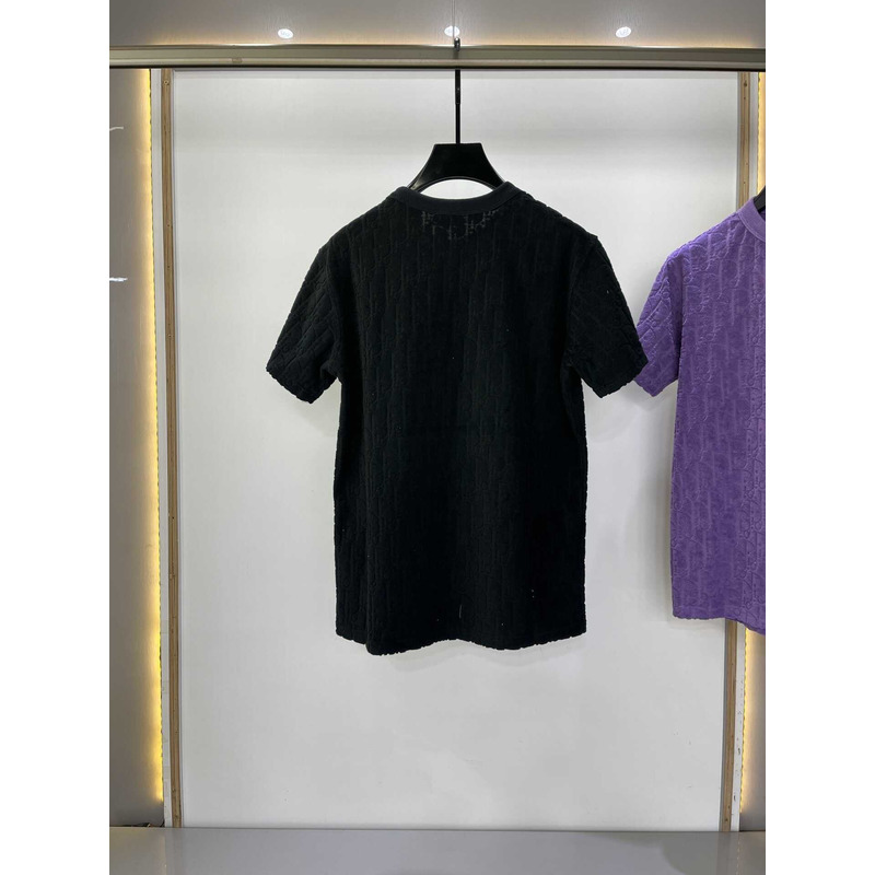 D*or oblique relaxed-fit cotton jacquard t-shirt black