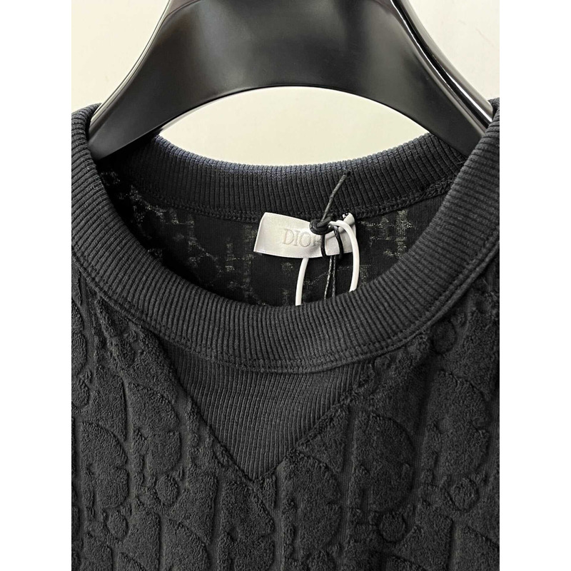 D*or oblique relaxed-fit cotton jacquard t-shirt black
