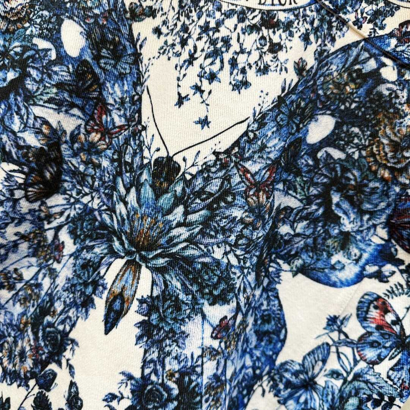 D*or jacket ecru cotton denim with multicolor butterfly white