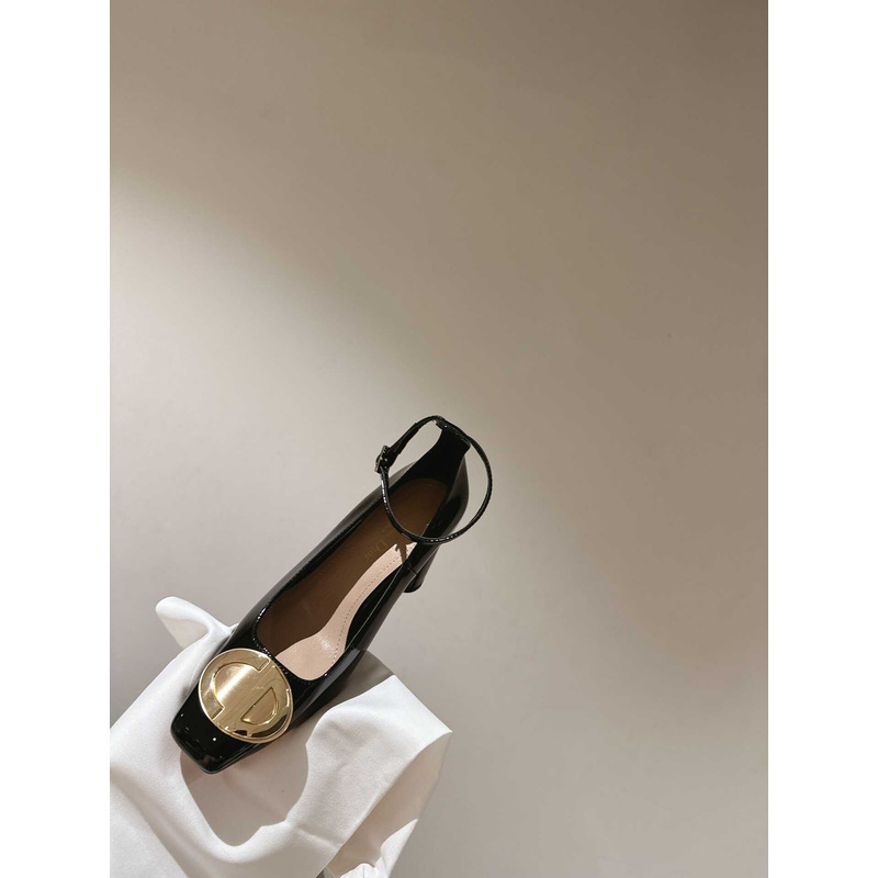 forever D*or high heel pump black patent calfskin