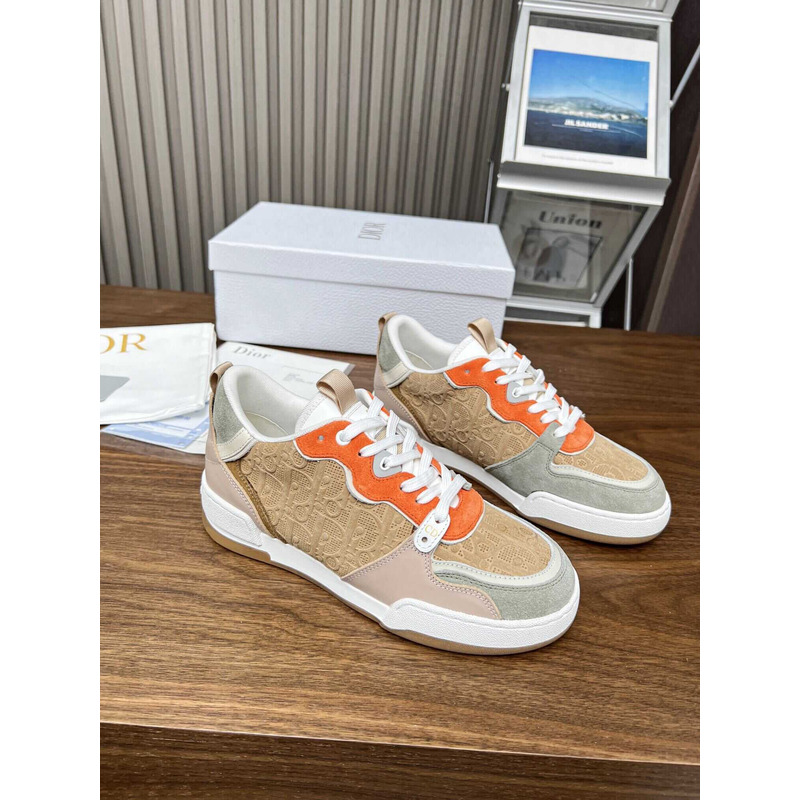 one sneakers beige multicolor calfskin and suede calfskin with D*or oblique motif