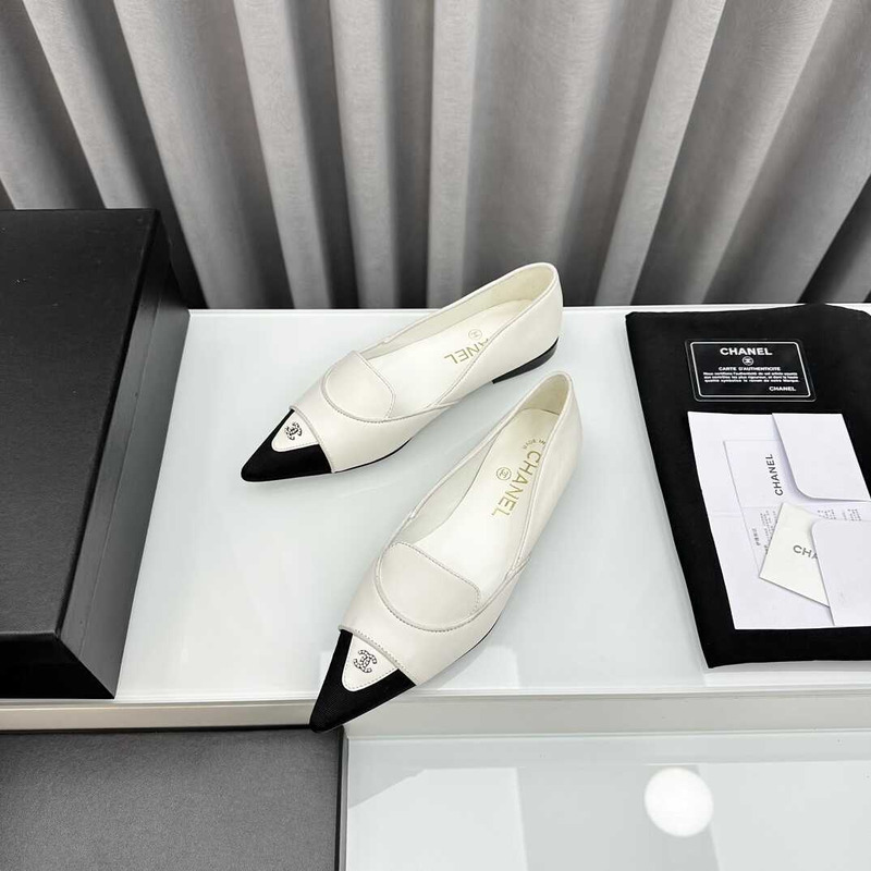 Ch*el loafers sheepskin white