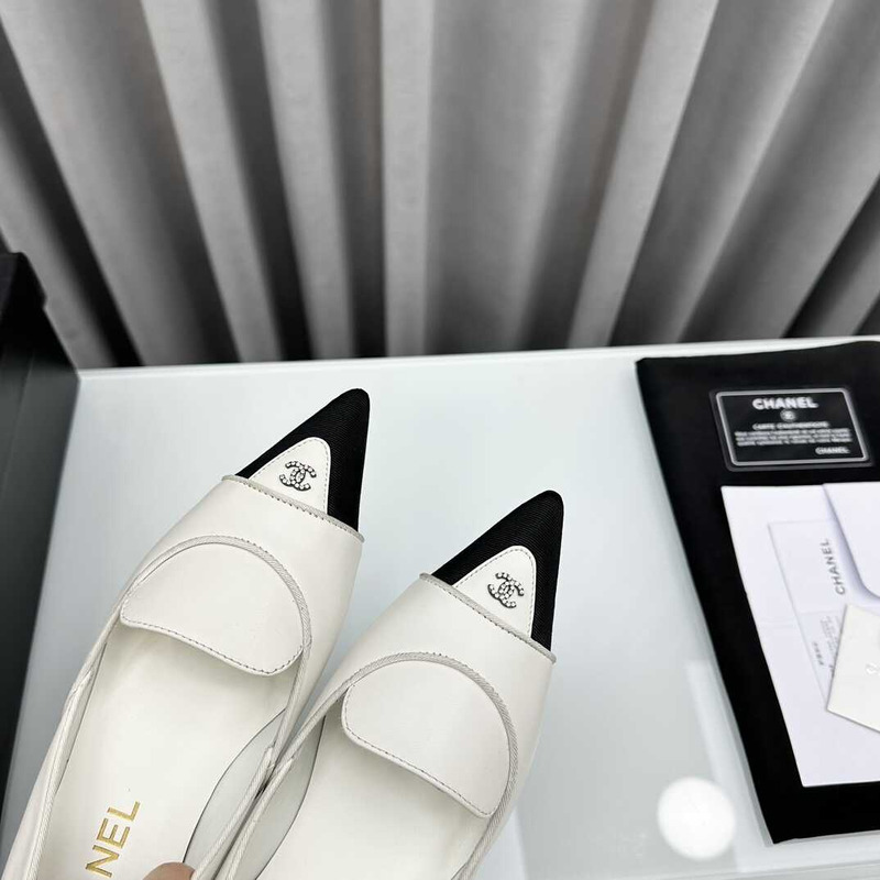 Ch*el loafers sheepskin white