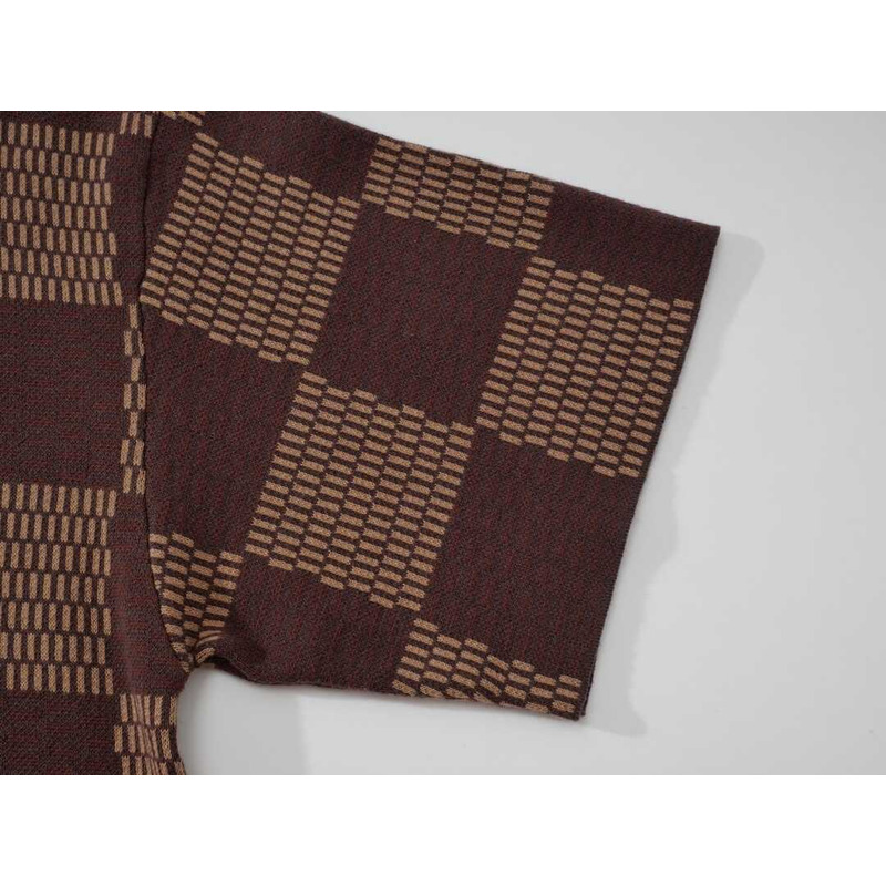 l**is V*t*n short-sleeved cotton damier crewneck with crystal lv patch sienna