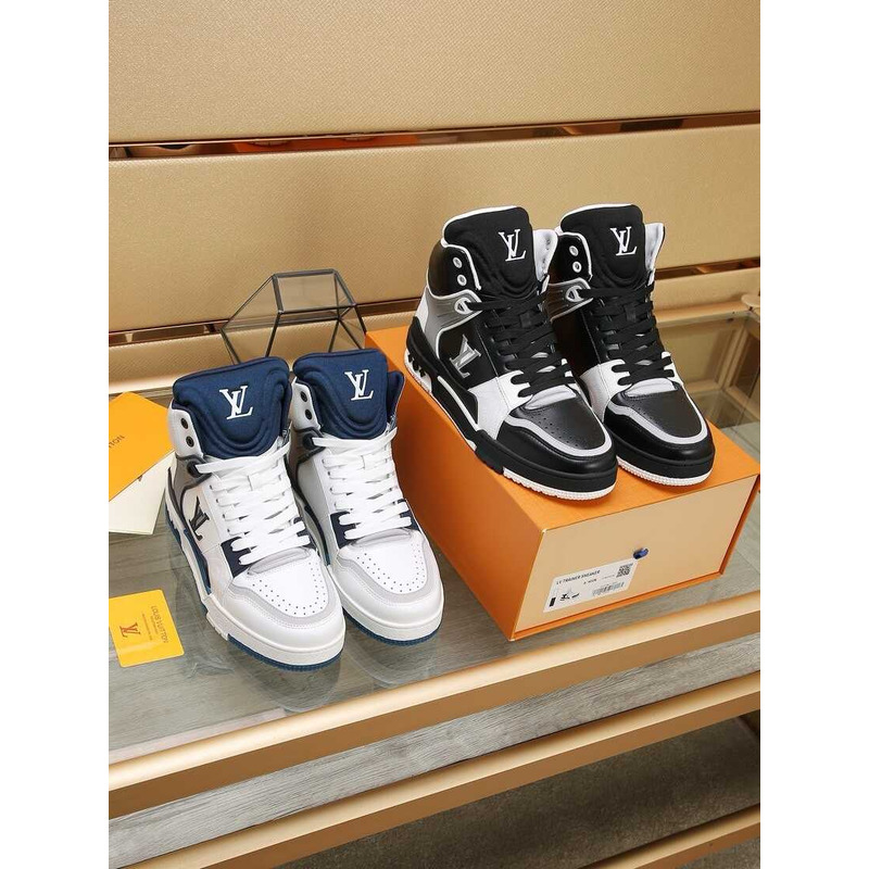 l**is V*t*n lv trainer sneaker boot calfskin white blue
