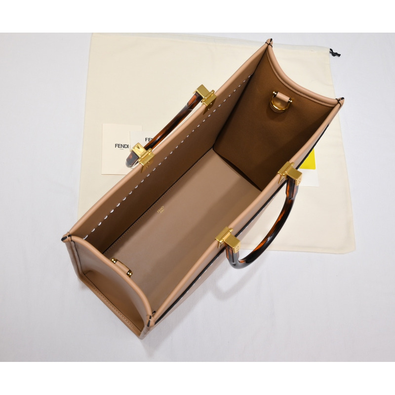 F**di sunshine medium tote bag light brown leather