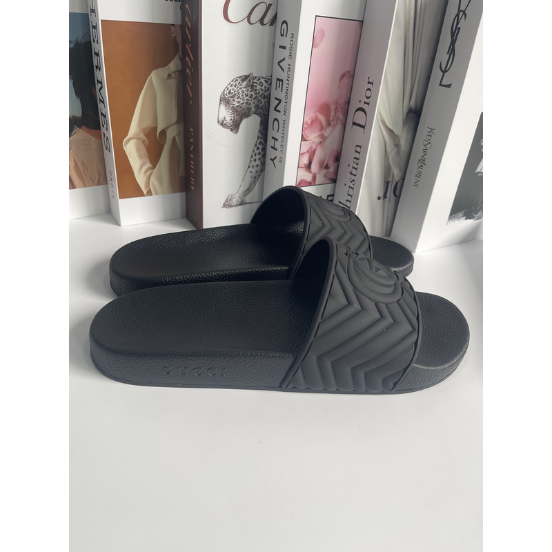 G*u*i men\''s matelasse rubber slide sandal black