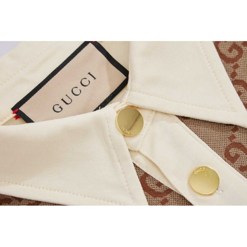 G*u*i jumbo gg cotton silk jacquard polo beige